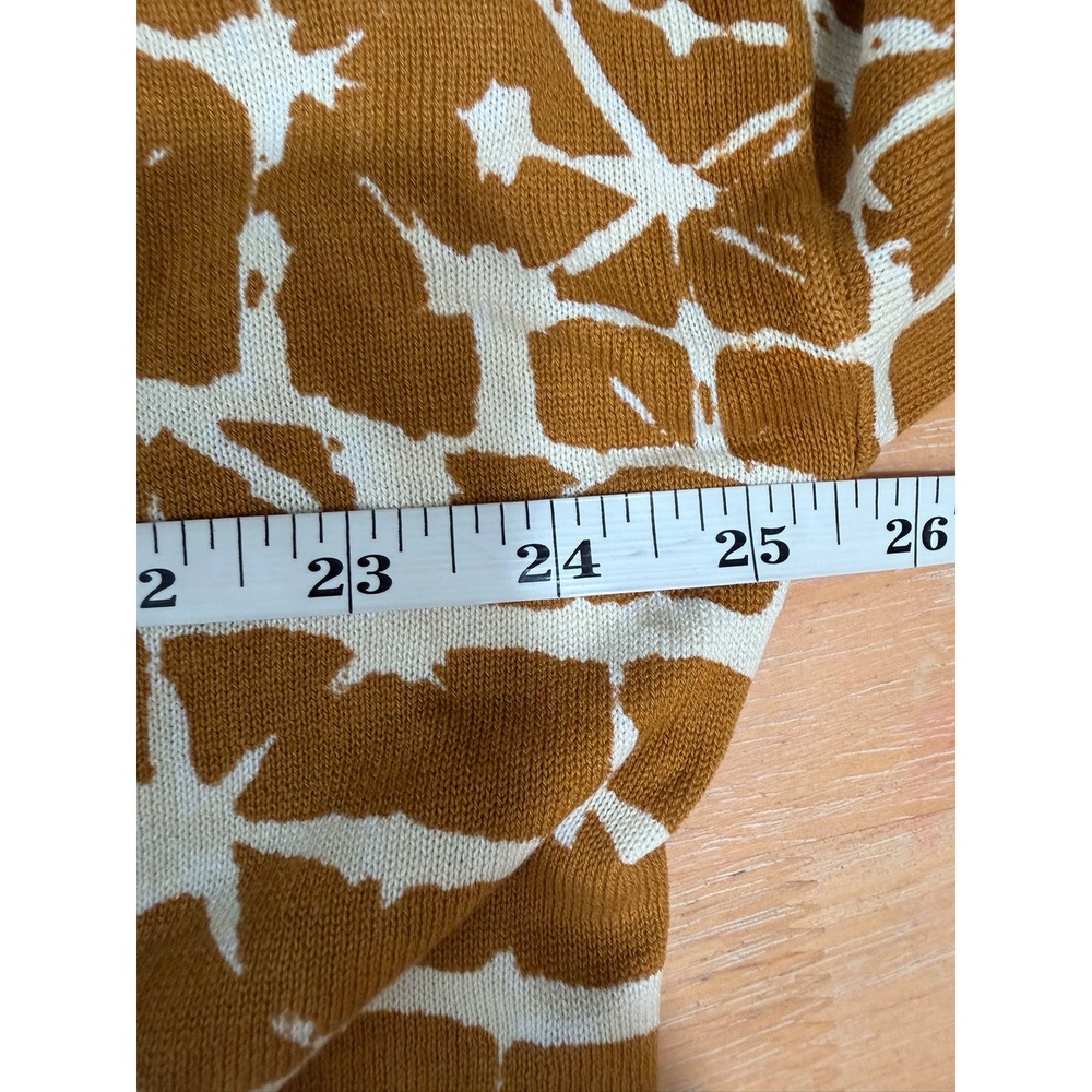 Garnet Hill Silk Cotton Blend Abstract Geometric Print Sweater Sz L Ochre Yellow - Picture 4 of 7